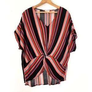 Sandy & Sid striped twist front top